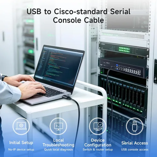 Vista 2 de Cable Matters Cable de consola USB a RJ45 con chipset FTDI, 6 pies