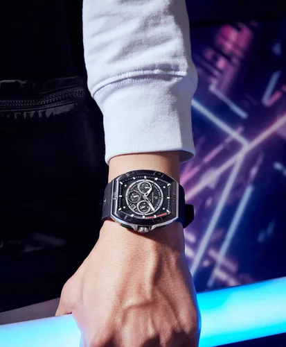 Vista 8 de Paras - Reloj de corona para hombre resistente al agua cronógrafo de lujo relojes analógicos con fecha reloj de pulsera de cuarzo con correa