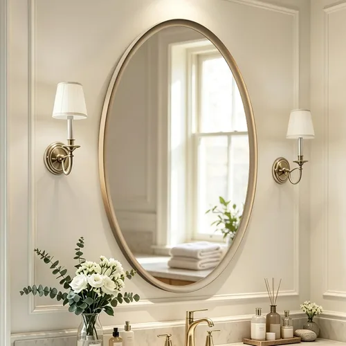 Vista 18 de Black Oval Bathroom Mirrors for Over Sink 24x32 Inch Oblong Vanity Mirror, Crystal-Clear HD Glass, Rust-Proof Aluminum Frame, Inner-Curved Decor