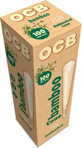 Vista 5 de OCB Conos de papel de liar preenrollados de bambú sin blanquear 1-1/4 (3.307 in) Tamaño - 100 conos