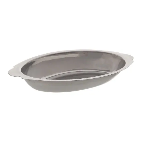 Vista 3 de Winco Plato para gratinar ovalado de acero inoxidable, 8 onzas Ideal para gratinados, cazuelas, acompañamientos y servicio de horno a mesa