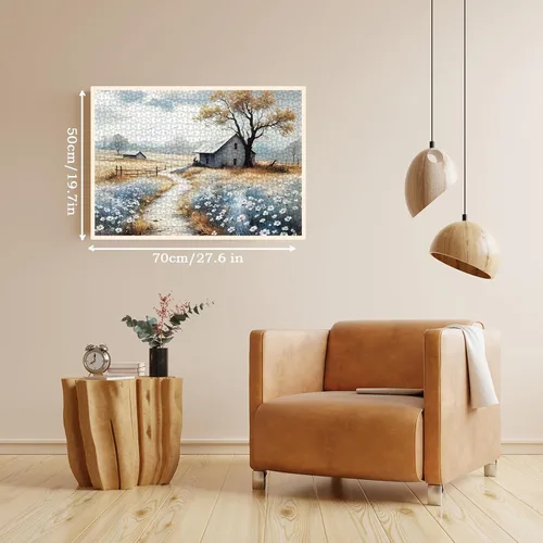 Vista 5 de Rompecabezas de paisaje de granja de otoño para adultos, 1000 piezas, rompecabezas escénicos de otoño, hermosos rompecabezas de arte
