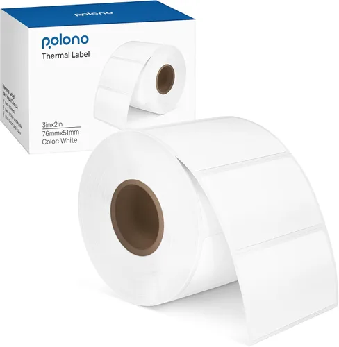 Vista 10 de POLONO Etiqueta térmica directa genuina de 2 x 1 pulgada, etiqueta térmica de envío de dirección autoadhesiva, códigos de barras, etiquetas