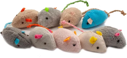 Vista 6 de Fashion's Talk Juguete de Ratones para Gatos Paquete de 18 Juguetes de Ratones de Felpa Rellenos de Hierba Gatera para Gatos de Interior - Diseño
