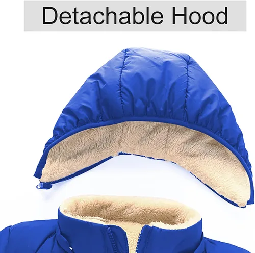 Vista 4 de XMWEALTHY Chaqueta de plumón con capucha para bebés y niñas, abrigo de invierno cálido con forro polar