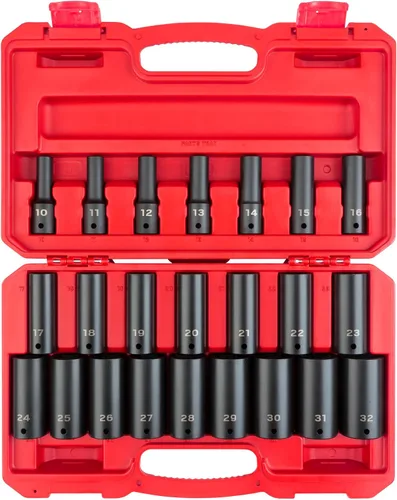 Vista 16 de TEKTON - Juego de llaves de tubo de 1/2 pulgada, impacto de 6 puntos, poco profundo con rieles y bandeja, 8 piezas (1-9/16-2 pulgadas) SID92106