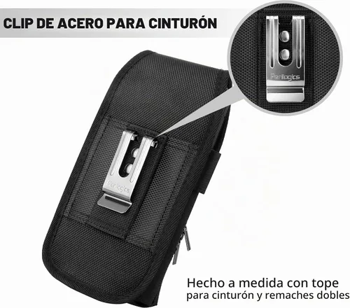 Vista 5 de Perilogics Funda de nailon para cinturón de teléfono celular compatible con iPhone 17 Pro Max, 16 Pro Max, 16 Plus, 15 Pro Max, 15 Plus, 14 Pro Max