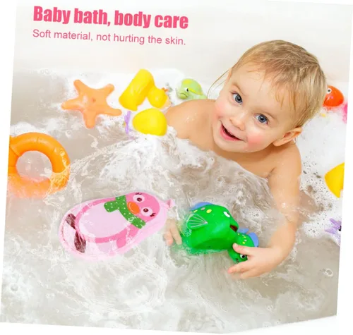 Vista 9 de ibasenice Toalla de baño para bebé, toalla de baño para niños, toallas de baño para niños, almohadilla exfoliante, esponja de baño para niños