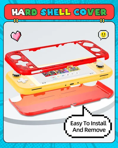 Vista 4 de Gurgitat 2 in 1 for Nintendo Switch Lite Case Protector - 24 Game Card Holder Case & Switch Lite Protective Cover Cute Funny Cartoon Hard Shell for