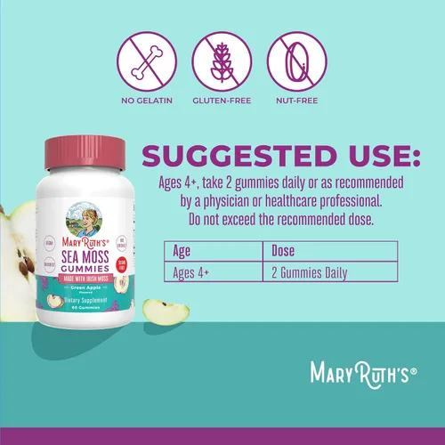 Vista 3 de MaryRuth Organics Gomitas sin azúcar hechas con musgo marino irlandés para la salud intestinal y el apoyo inmunológico formuladas para adultos