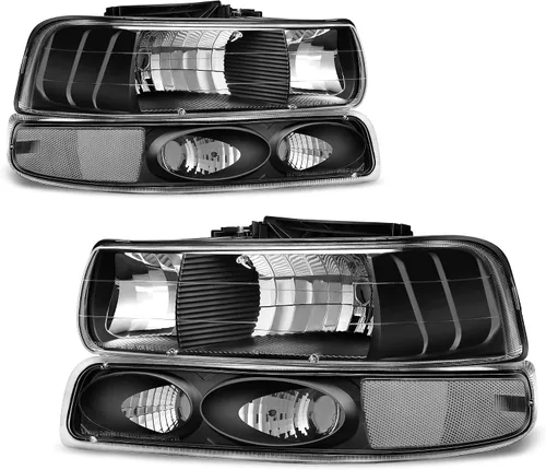 Vista 15 de AUTOSAVER88 - Conjunto de faros delanteros compatible con Chevy Silverado 99-02, color negro También compatible con Chevy Suburban/Tahoe
