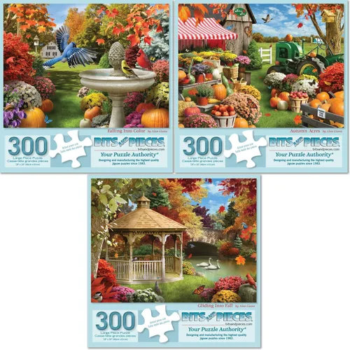 Vista 10 de Bits and Pieces Juego de 3 rompecabezas de 500 piezas, paquete de otoño