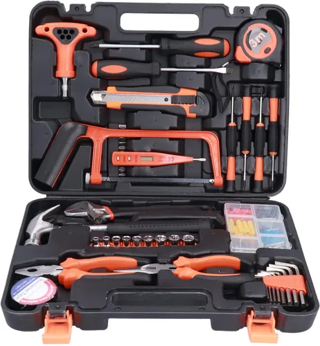 Vista 2 de FIXMAN - Kit de herramientas profesionales para el hogar, juego completo de herramientas manuales de reparación con caja de almacenamiento