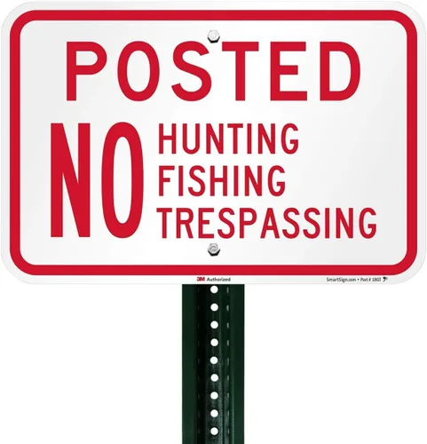 Vista 4 de SmartSign Letrero "Posted - No Hunting, Fishing, Trespassing" 12 x 18 pulgadas 3M aluminio reflectante de grado diamante