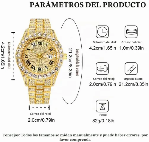 Vista 6 de Hip Hop Watches for Men Iced-Out Bling Diamond Luxury Quartz Watches with Date