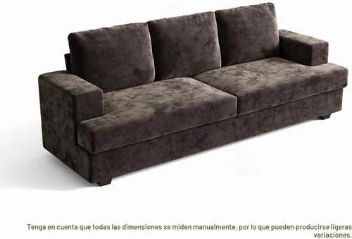 Vista 3 de Camillas marrones de 89 pulgadas para sala de estar, sofá de 3 plazas con asiento profundo, sofá biplaza de gran tamaño para apartamentos y espacios