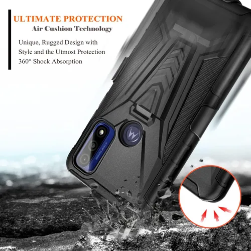 Vista 5 de NZND Funda para TCL 4X 5G (T601DL) / TCL 20 A 5G con protector de pantalla de vidrio templado (cobertura máxima), soporte de funda con clip