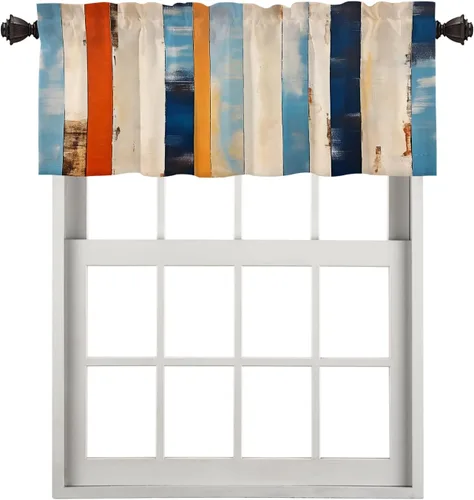 Vista 53 de Cortinas opacas de poliéster multicapa para cafetería, con diseño de diamantes, 2 unidades, 26 x 24 pulgadas