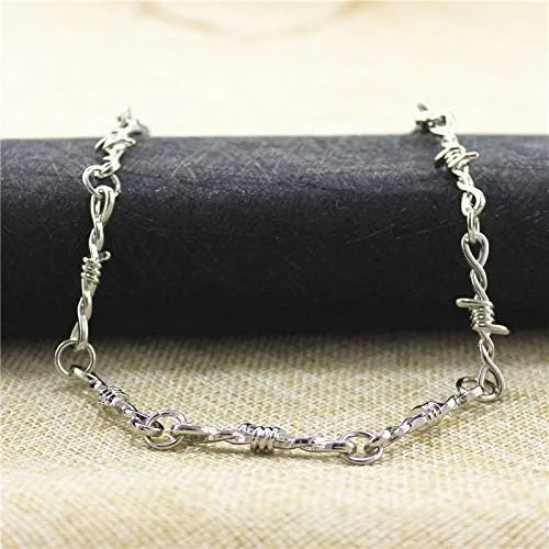 Vista 4 de Juego de collar de espinas blancas y negras con cadena de metal de seguridad para mujeres, hombres, niños y niñas, joyería gótica fresca