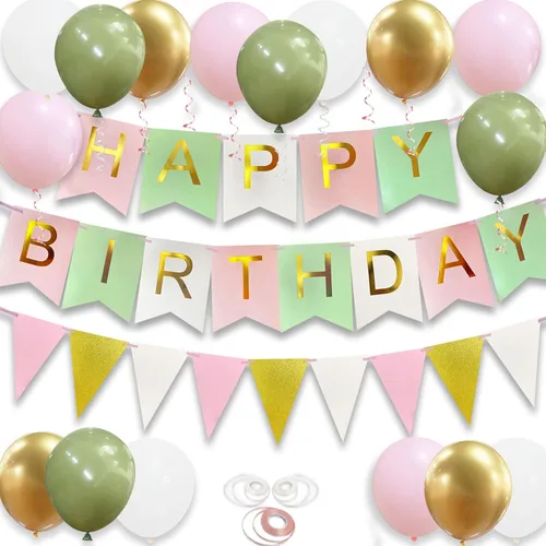 Vista 13 de Cartel de feliz cumpleaños, decoración de cumpleaños negro y dorado, 16 globos de 12 pulgadas con 2 cintas para hombres, mujeres, niñas y niños