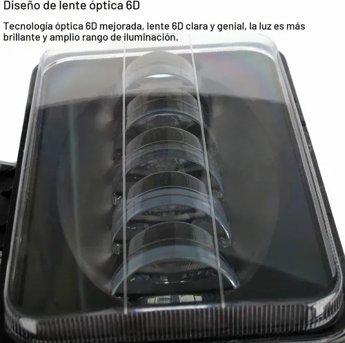 Vista 3 de Faros delanteros LED de 4 x 6 pulgadas, cuadrados, 12 V-24 V, blanco, aluminio