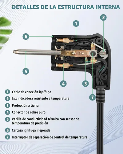 Vista 3 de Cable de sonda de termostato ajustable para fumadores Masterbuild, cable de alimentación con control de termostato para fumadores eléctricos