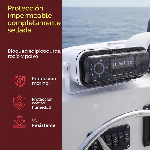 Vista 3 de Cubierta estéreo marina resistente al agua, escudo protector de radio de barco resistente de color humo con puerta abatible y liberación cargada por