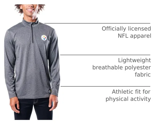 Vista 6 de Ultra Game Camiseta oficial de la NFL de manga larga con cremallera de un cuarto para hombre