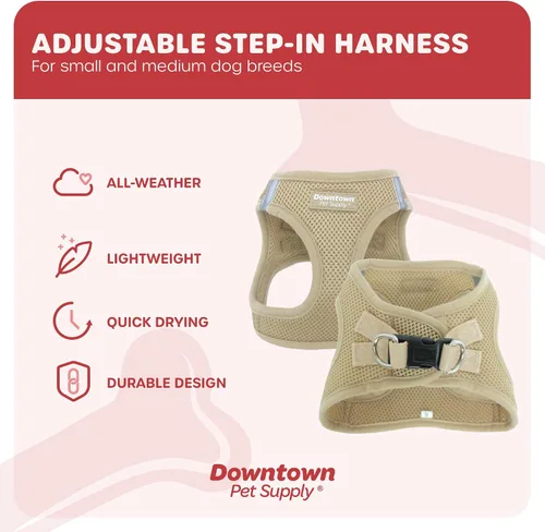Vista 196 de Downtown Pet Supply Arnés para perro Step-in – Sin tirones, malla acolchada ajustable con ribete reflectante, correa de hebilla segura – Arnés