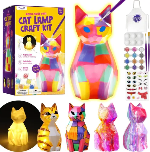 Vista 7 de Kit de lámpara para pintar tu propio oso, suministros de arte, kit de pintura de oso para niños de 6 a 12 años, artes y manualidades para niños de 8