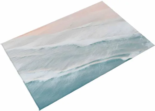 Vista 8 de Summer Beach Outdoor Rug for Patio/Deck/Porch, Ocean Nautical Coastal Non-Slip Large Area Rug 4 x 6 Ft, Seaside Aqua Beige Indoor Outdoor Rugs