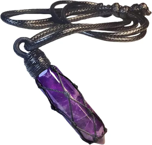 Vista 7 de EDEN'S CALL Hexagonal Crystal Point Pendant Necklace for Unisex Adjustable Dainty Natural Stone Pendulum Amulet for Good Luck