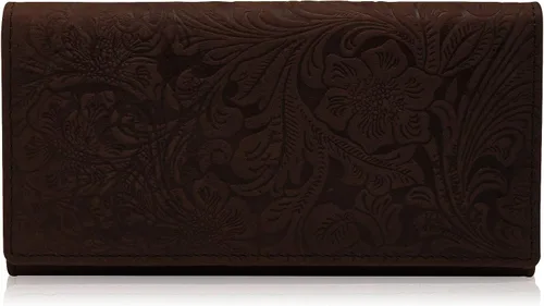 Vista 2 de Organizador de embrague de cuero para mujer Cartera de ante para mujer con estampado floral organizador con caja de regalos para su bloqueo RFID