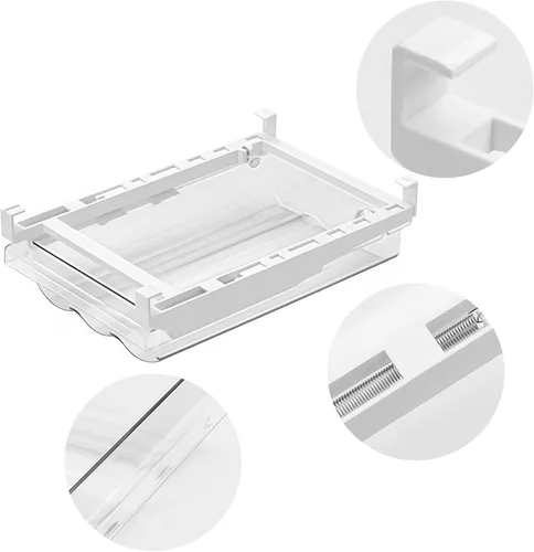 Vista 7 de Organizadores de cajones para refrigerador, almacenamiento de huevos para refrigeradores, soporte para huevos para refrigerador, extraíble con asa