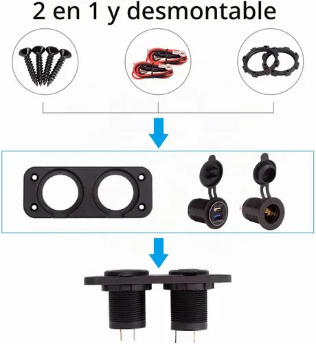Vista 5 de 10L0L Carrito de golf encendedor de cigarrillos salida y carga rápida 3.0 DC 12V entrada impermeable cargador USB adaptador de enchufe