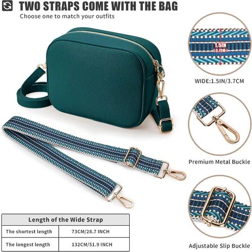Vista 5 de KALIDI Bolso cruzado casual, de cuero vegano, 2 correas, bolso de hombro casual para mujer, bolso de trabajo, compras, viajes de noche