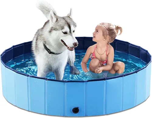 Vista 15 de Jasonwell Piscina plegable para perros, piscina plegable de plástico duro, piscina portátil para niños y mascotas, bañera para cachorros pequeños