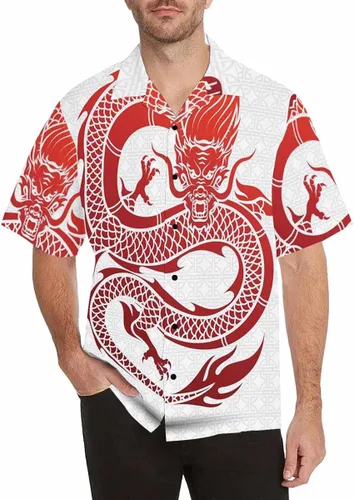 Vista 3 de InterestPrint Camisa casual de manga corta con botones y cara de cerdo para hombre