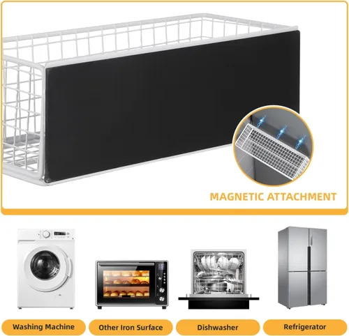 Vista 6 de OUNONA Estante magnético de especias para refrigerador, estante de almacenamiento para condimentos, botellas, herramientas y aperitivos, cesta