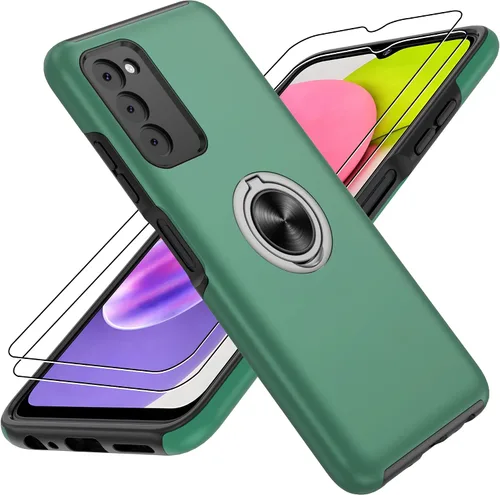 Vista 77 de Gritup - Funda para Galaxy A05S con protector de pantalla HD×2, funda protectora para teléfono a prueba de golpes con soporte magnético de anillo