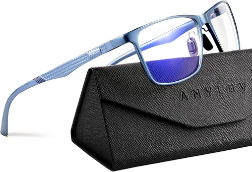 Vista 27 de ANYLUV Blue Light Glasses Men, Relieve Eyestrain and Eye Protection, Al-Mg Metal Computer Blue Light Blocking Glasses