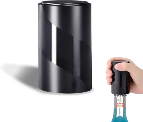 Vista 12 de Regalo del Día del Padre para Papá, abrebotellas YUDANSI Push Down, abridores automáticos de cerveza, removedor de tapas de botella de acero Negro