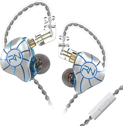 Vista 8 de RevoNext - Auriculares HiFi IEM con micrófono, auriculares híbridos 4BA+1DD con cable, auriculares con monitor intrauditivo con cable desmontable