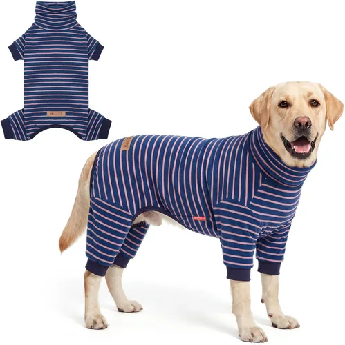 Vista 13 de KYEESE Pijamas para perros pequeños – Suéter elástico de cuello alto, abrigo de material súper suave y cálido con corbatín, pijama para perro 09#