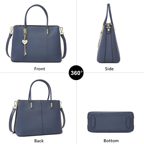 Vista 4 de FOXLOVER Bolsos de mano para mujer, bolsos con asa superior, bolsos de hombro de lujo con colgante en forma de corazón Genuine Leather