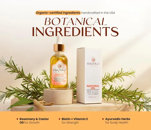 Vista 3 de IUBA NATURAL HAIR GROWTH AND CARE Aceite orgánico para el cuero cabelludo y el cabello - Aceite natural para el crecimiento y reparación del cabello