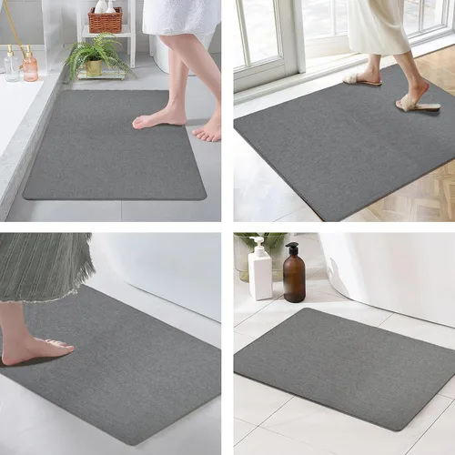 Vista 7 de Yancorp Tapetes de baño finos de 24 x 35 pulgadas, de goma antideslizante, de secado rápido, tapetes de baño de tela acogedora para debajo
