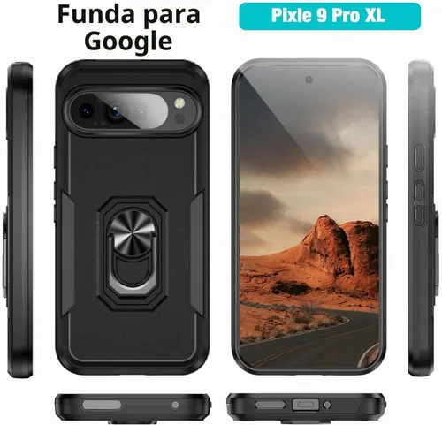 Vista 6 de Funda para Google Pixel 9 Pro XL [protección contra caídas de grado militar de 15 pies] con protector de pantalla y protector de lente, resistente a