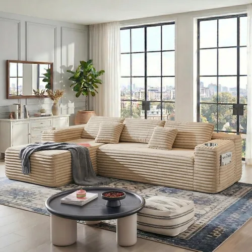 Vista 14 de Sofás seccionales de nube de gran tamaño para sala de estar, sofá modular de 7 plazas en forma de U de 122 pulgadas con diván, asiento profundo