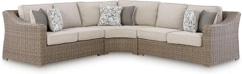Vista 28 de Signature Design by Ashley Beachcroft - Sofá resistente a la intemperie con tela casual para interiores/exteriores con cojín y 2 cojines Negro